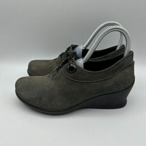 Wolky Hope Pombai‎ Women's Sz EU37/US 6M Suede Wedge Ankle Booties Shoes Gray